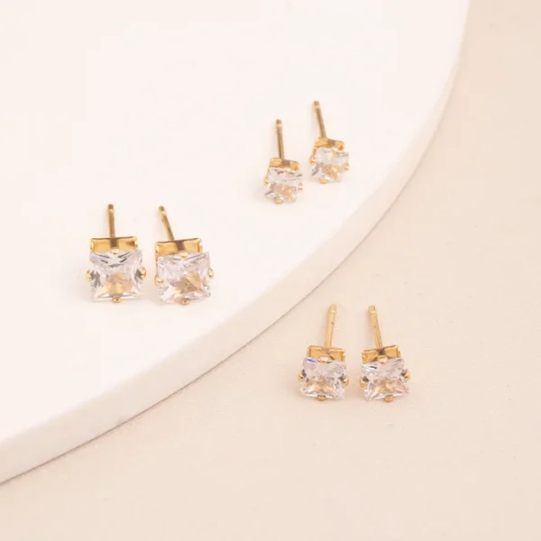 TRIO ALVA PONTO DE LUZ QUADRADO BANHADO A OURO 18K