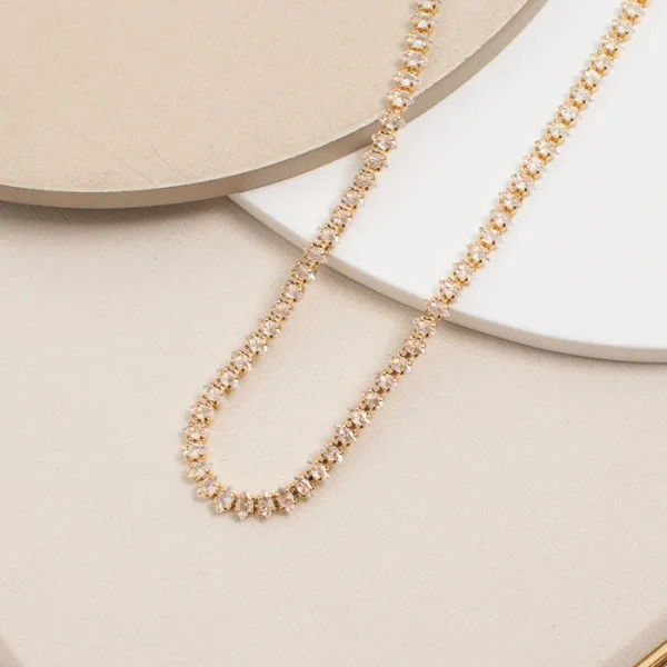 Choker Aurora – Riviera Navete Pequena 35cm – Banhada a Ouro 18K