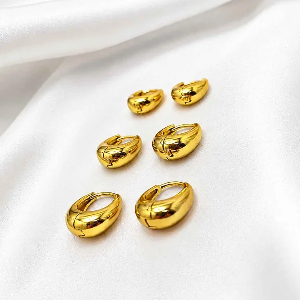 Trio Fases – Argolas Abauladas Click – Banhado a Ouro 18K