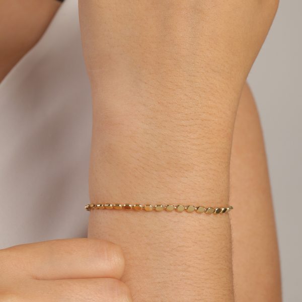 Pulseira Encanto – Bolinhas Achatadas Lisas 2,5mm 18cm – Banhada a Ouro 18K