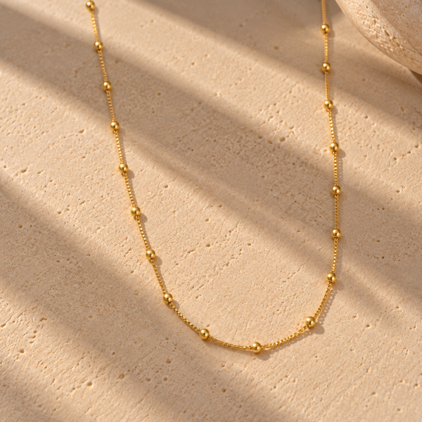 Colar Serena – Veneziana com Bolinhas 45cm – Banhada a Ouro 18K