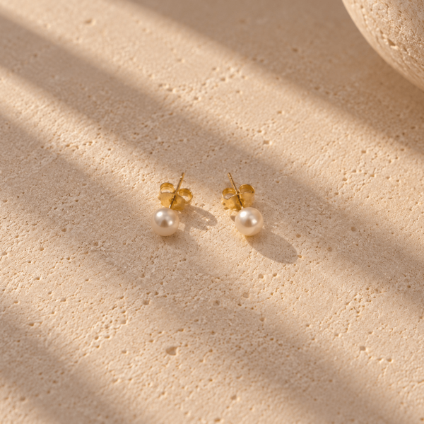Brinco Doçura – Solitário Pérola 6mm – Banhado a Ouro 18K