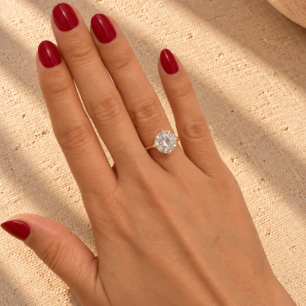 Anel Desejo – Solitário com Zircônia Redonda 10mm – Banhado a Ouro 18K