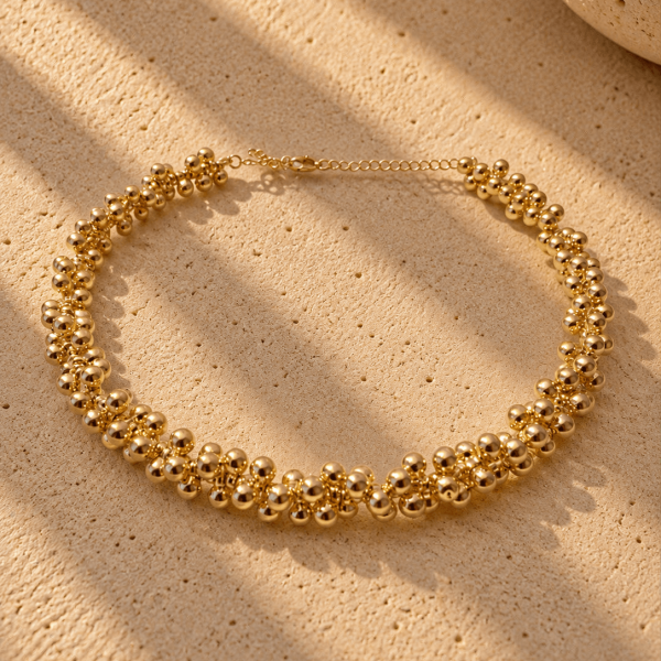 Colar Euforia – Aro com Esferas – Banhado a Ouro 18K